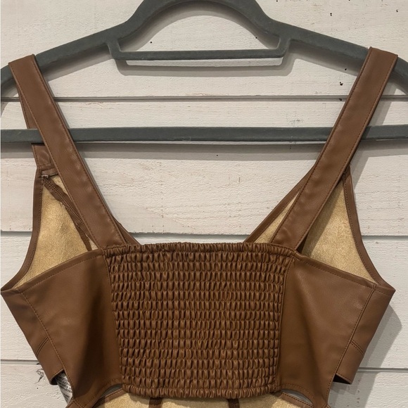 Zara Brown Faux Leather Crop Top in size small - Picture 6 of 6